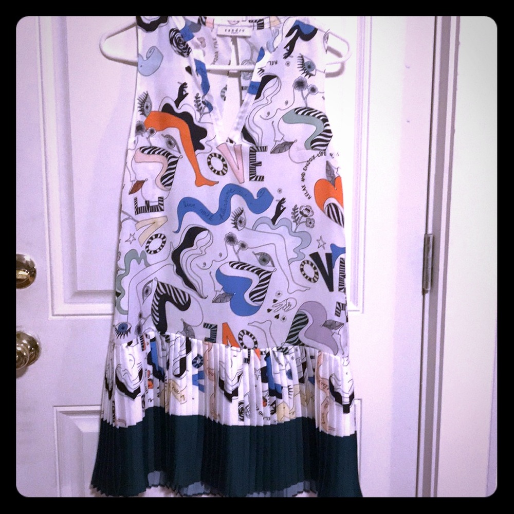 Sandro Paris Pleated Slip Dress